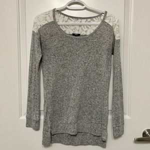 ARDENE Grey Long Sleeve Shirt with Lace